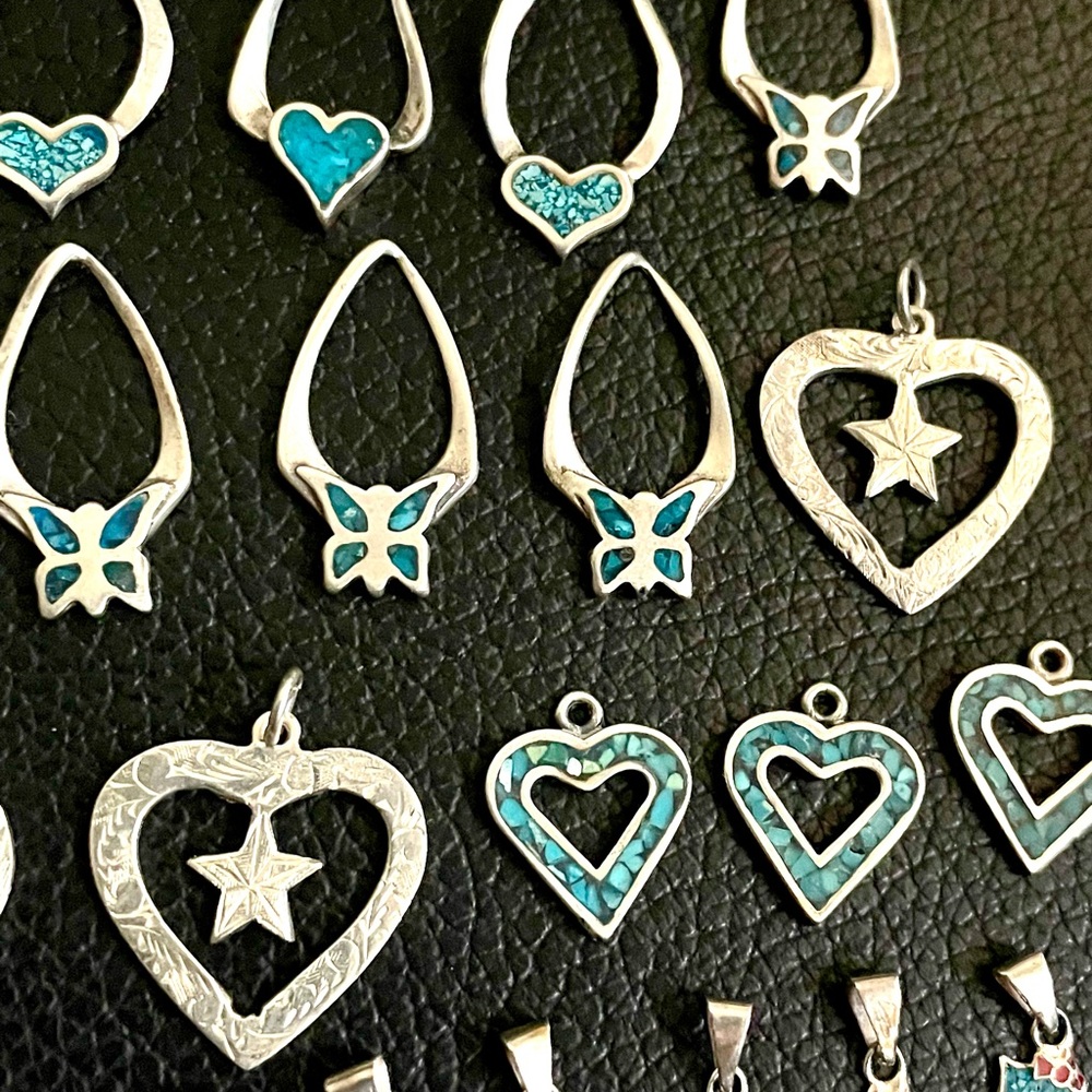 Lot of sterling silver Mexican turquoise pendants - Picture 5 of 11